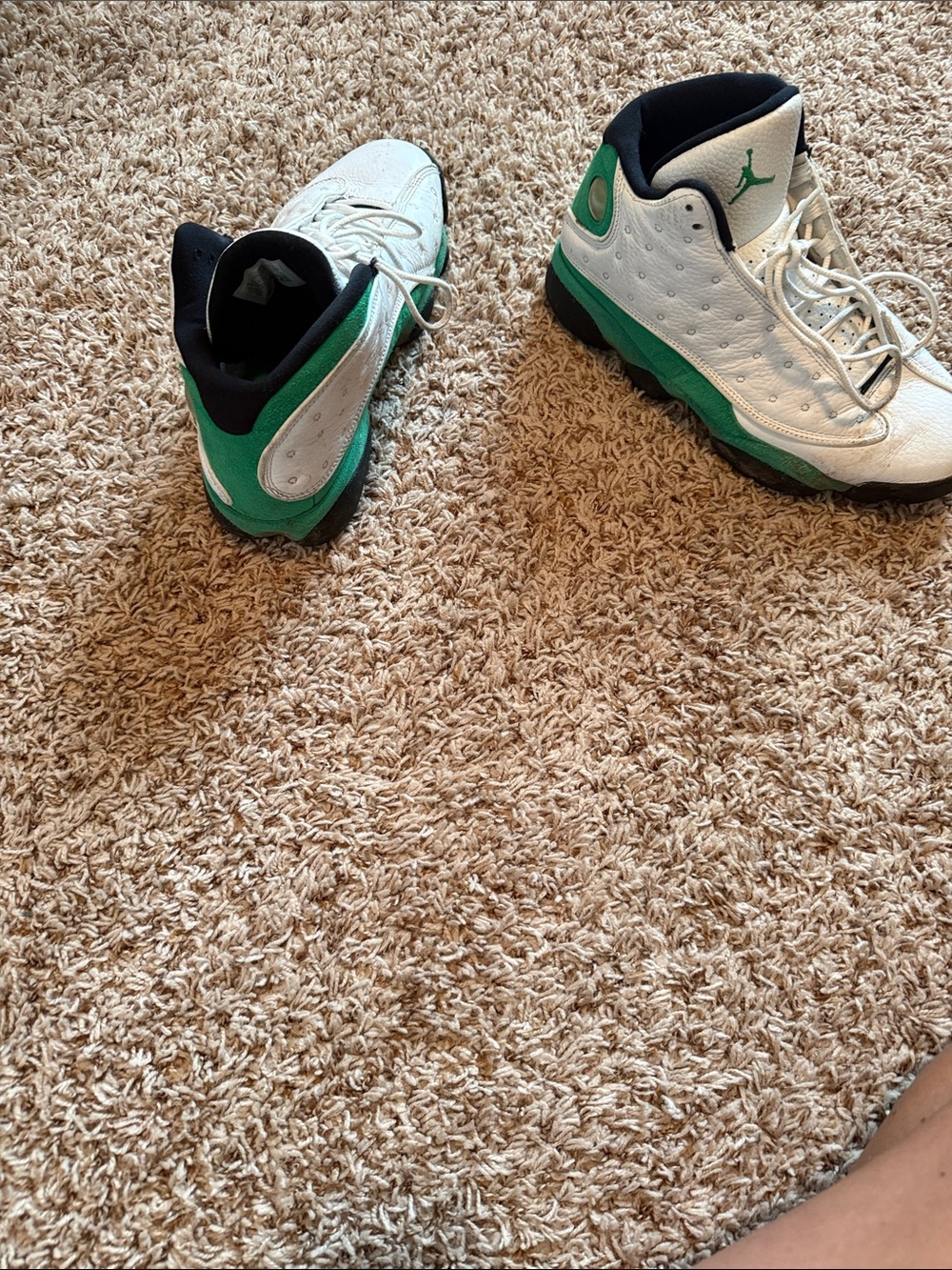 Jordan Kids' White and Green High-Top Sneakers